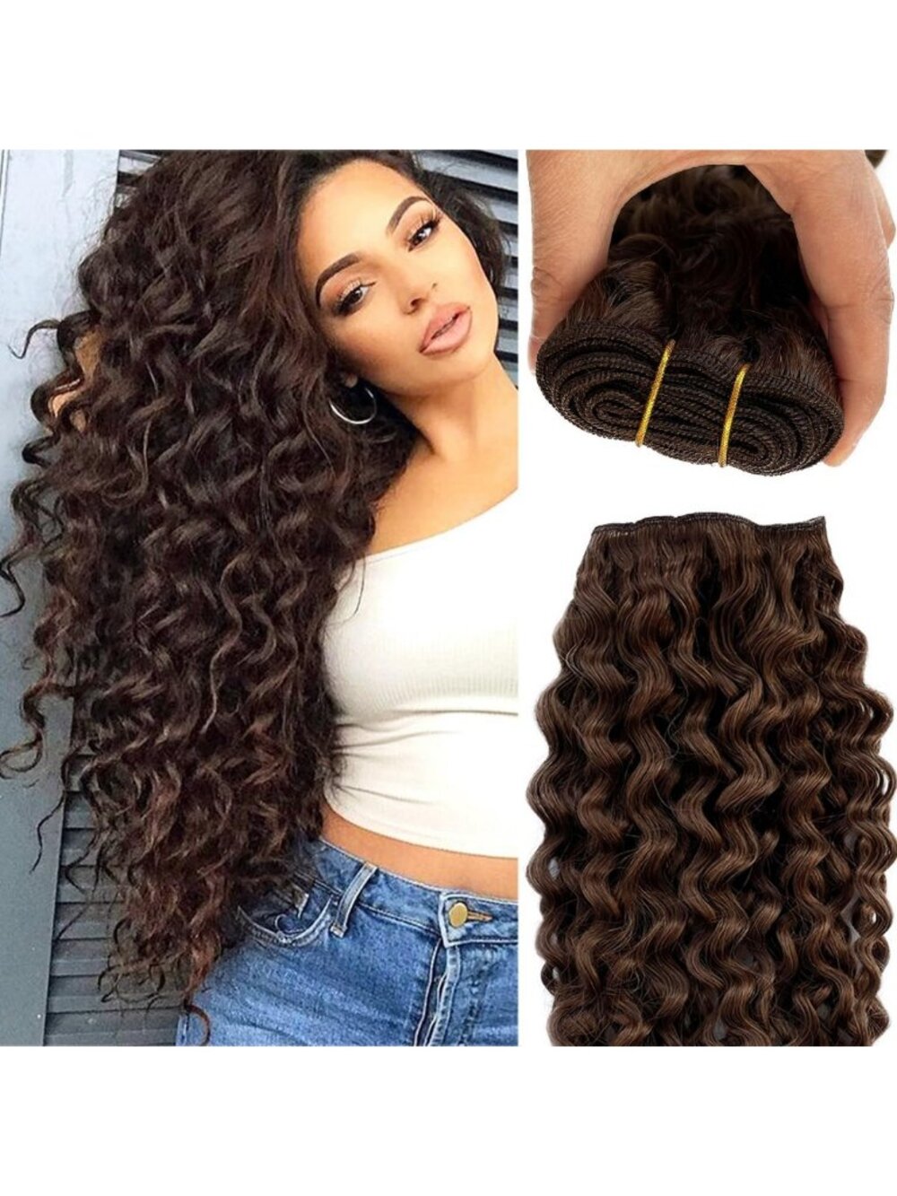 24 Inch Curly Sew in Weave Bundles for White Black Women 120G Full Head Sew in